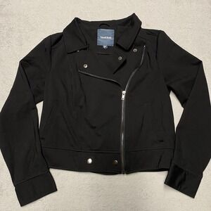 ModCloth Moto Jacket Small Black Stretch Zip Casual